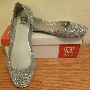 MAKER'S Love1 Silver Jellie Flats, Uniquely Yours, Sz. 8
